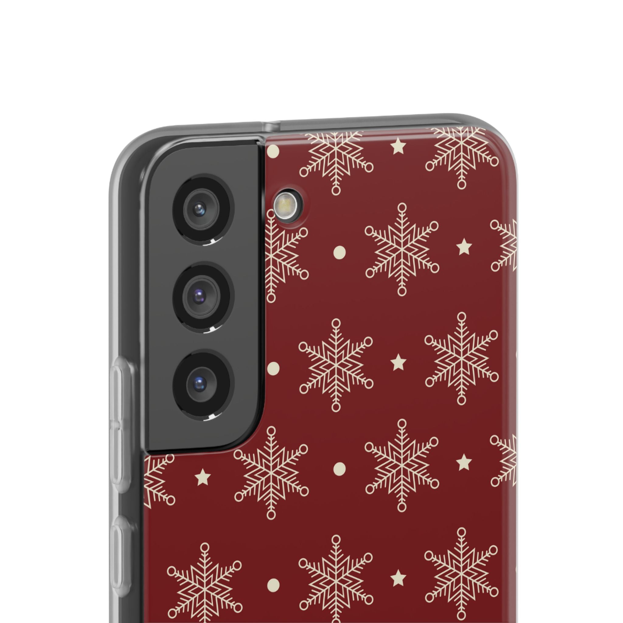Cream Snowflake Crimson Samsung S22 - Soft