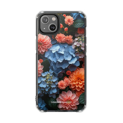 Blue Floral Bliss - Clear Impact iPhone 14 Phone Case