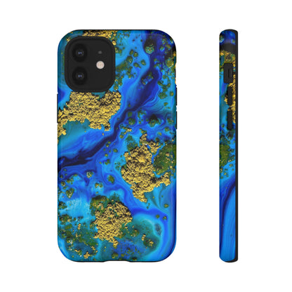 Blue Clear Ocean Ink Art iPhone Case (Protective) iPhone 12 Mini Glossy Phone Case