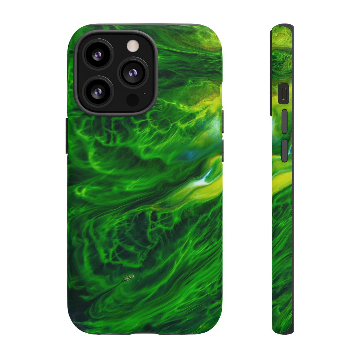 Neon Green Wave Ink Art iPhone Case (Protective) iPhone 13 Pro Matte Phone Case