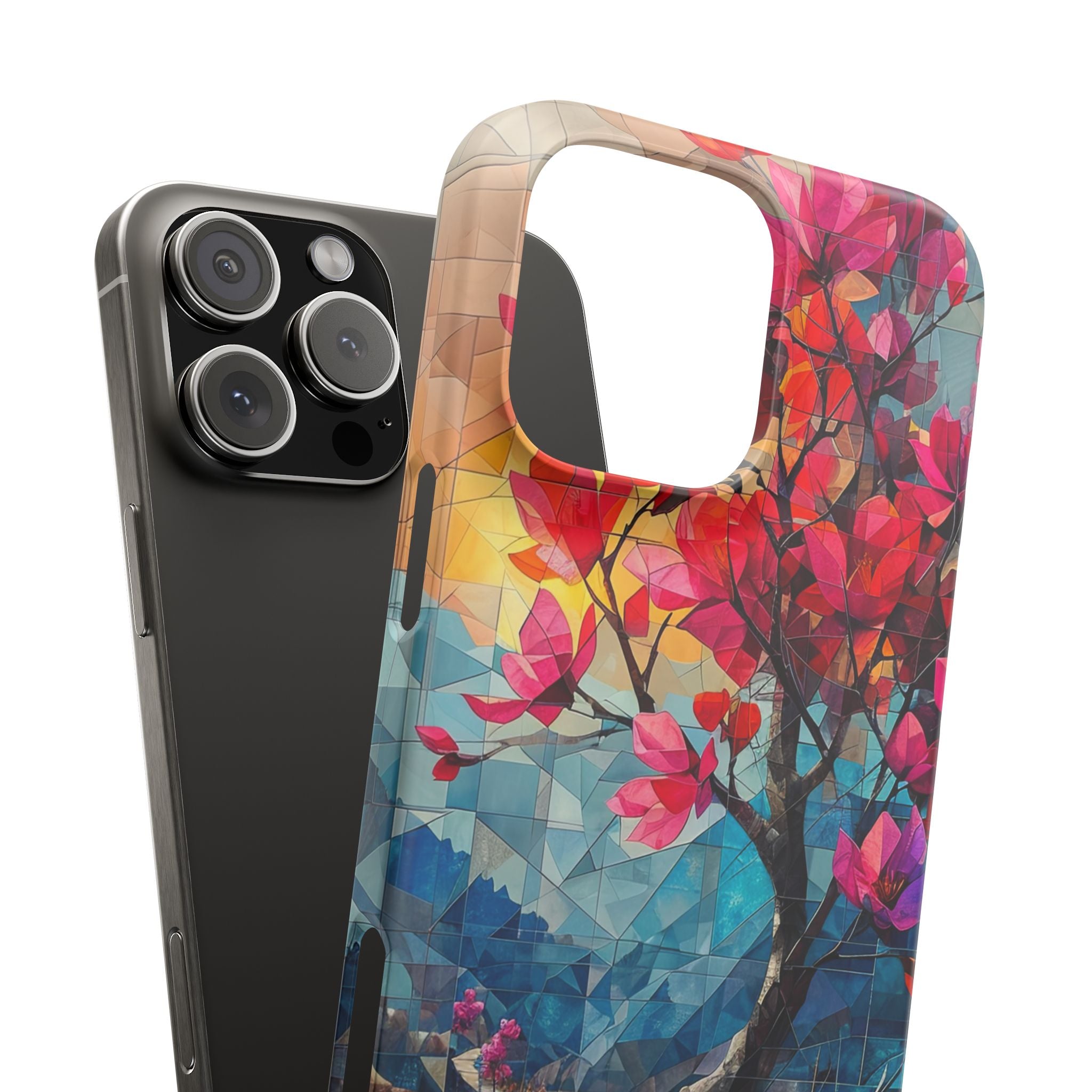 Vibrant Geometric Tree Landscape iPhone 16 - Slim Phone Case