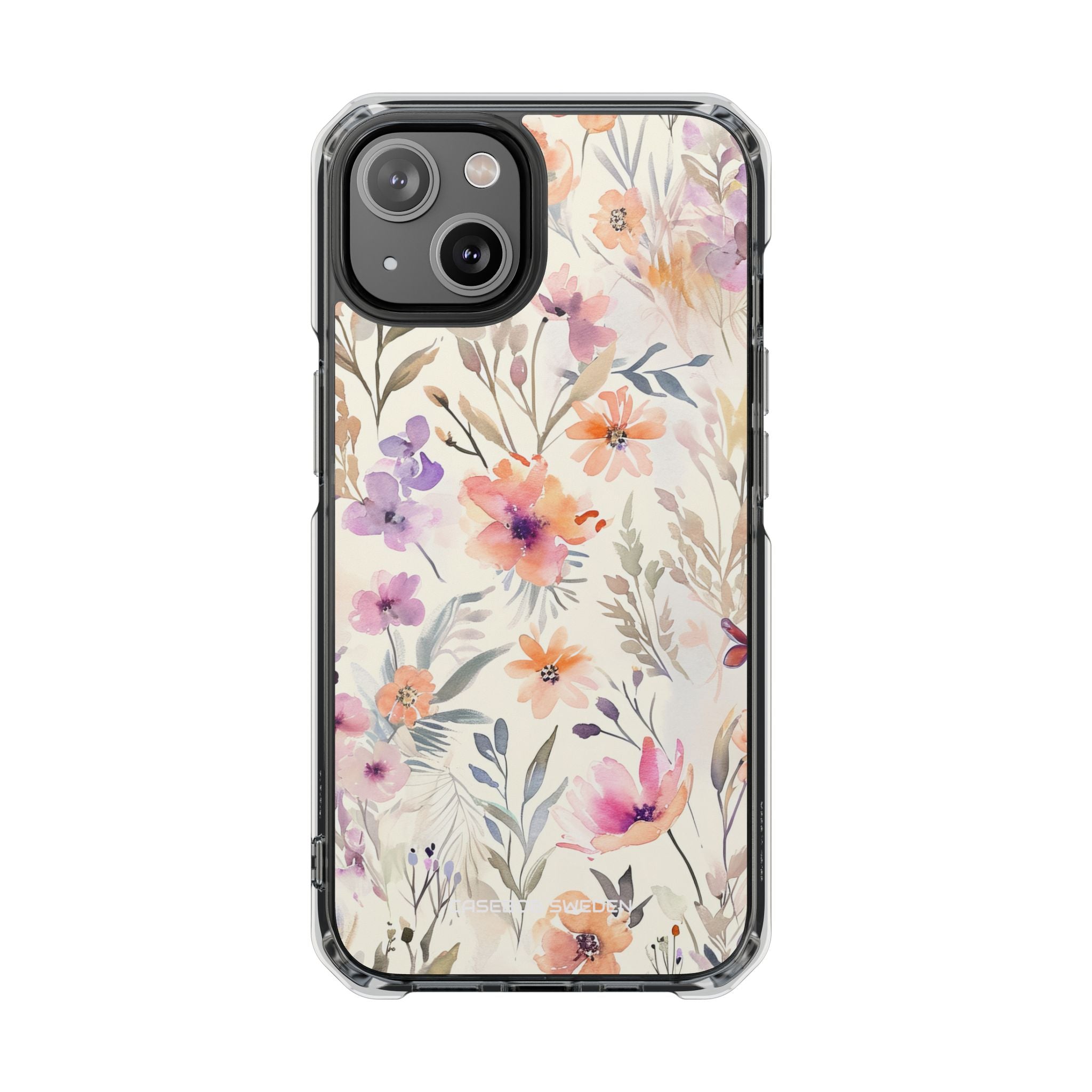 Soft Pink Floral Watercolor Design - Clear Impact iPhone 14 Phone Case