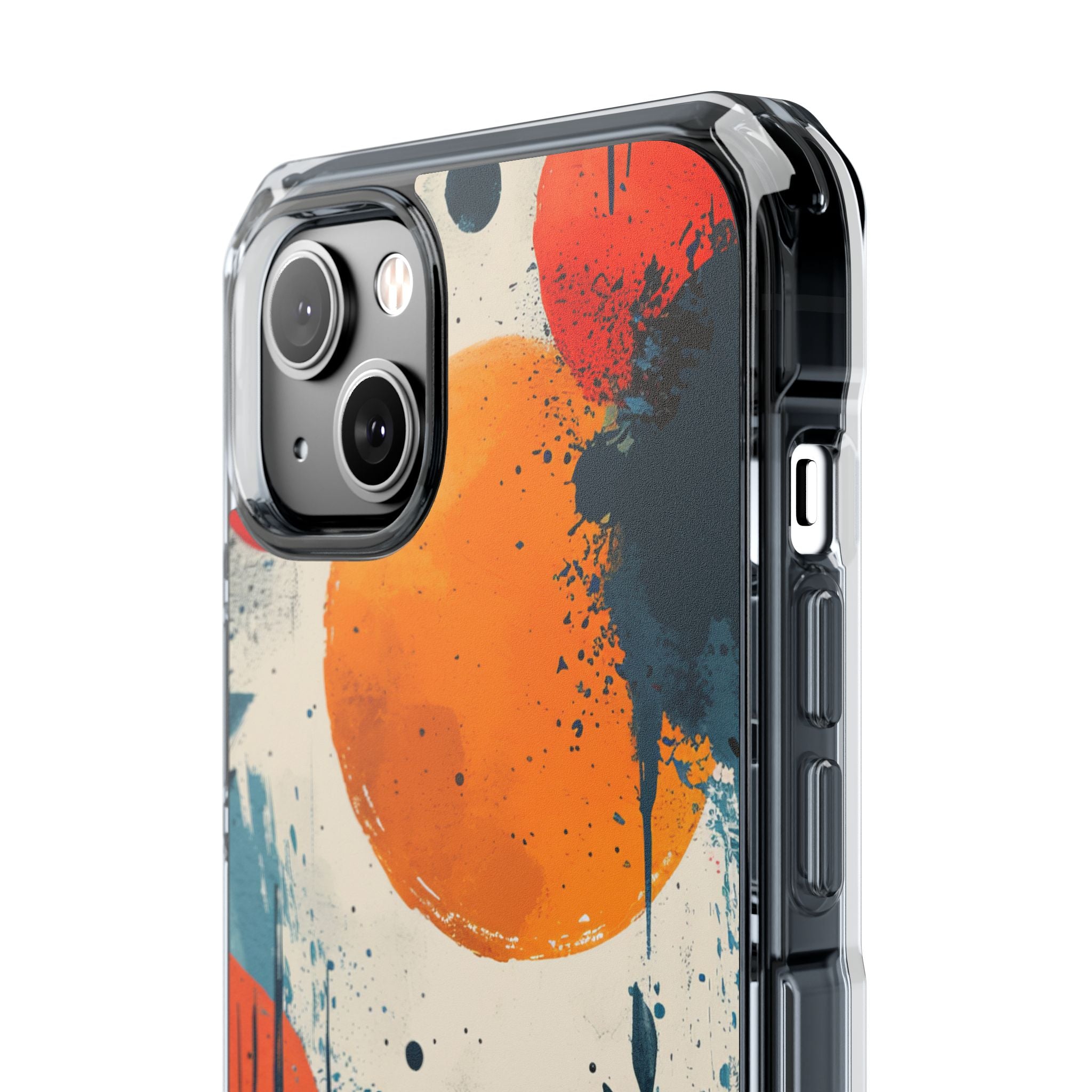 Orange Blue Splash - Clear Impact iPhone 14 Phone Case