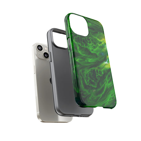 Neon Green Wave Ink Art iPhone Case (Protective) Phone Case