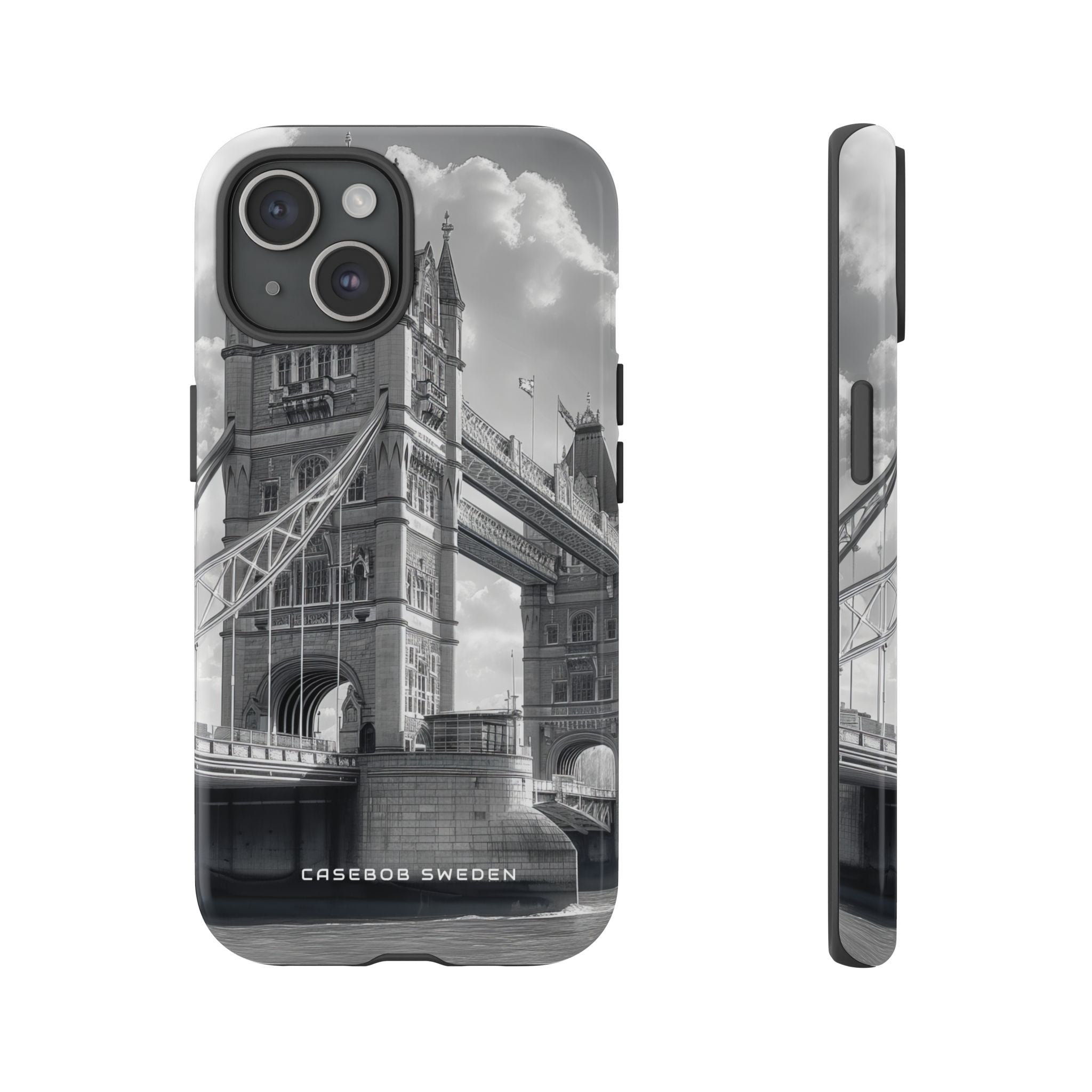 Tower Bridge Monochrome Architecture Study iPhone 15 - Tough Phone Case