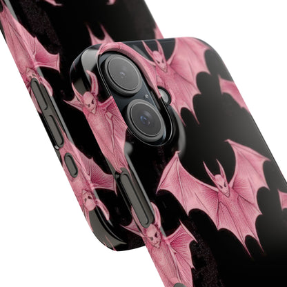 Gothic Pink Bats Aflame iPhone 16 - Slim Phone Case