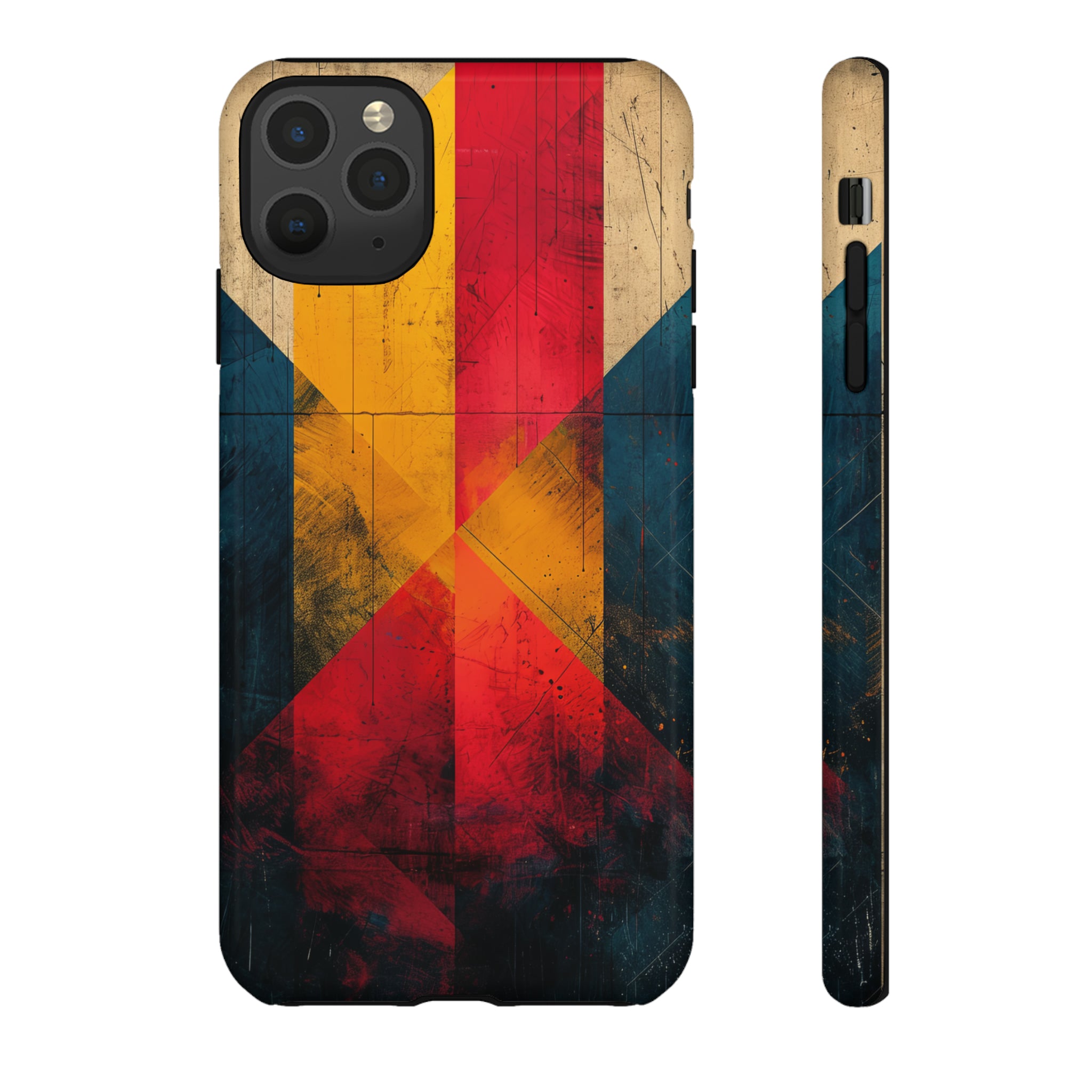 Center Point Bright Red Geometry - Protective Phone Case