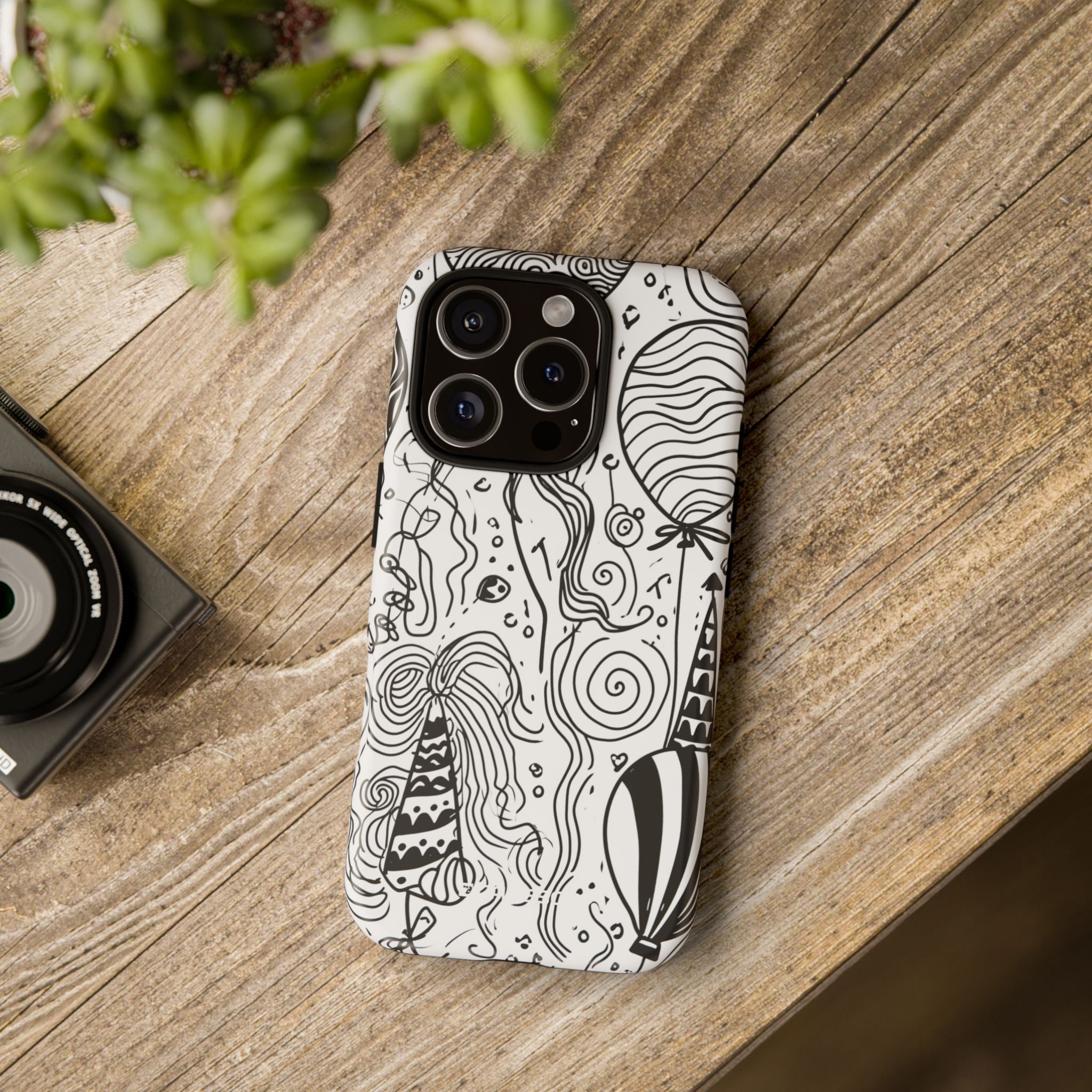 Whimsical Celebration in Black and White - for iPhone 16