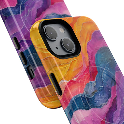 Vibrant Abstract Waves - Tough + MagSafe® iPhone 14 Phone Case