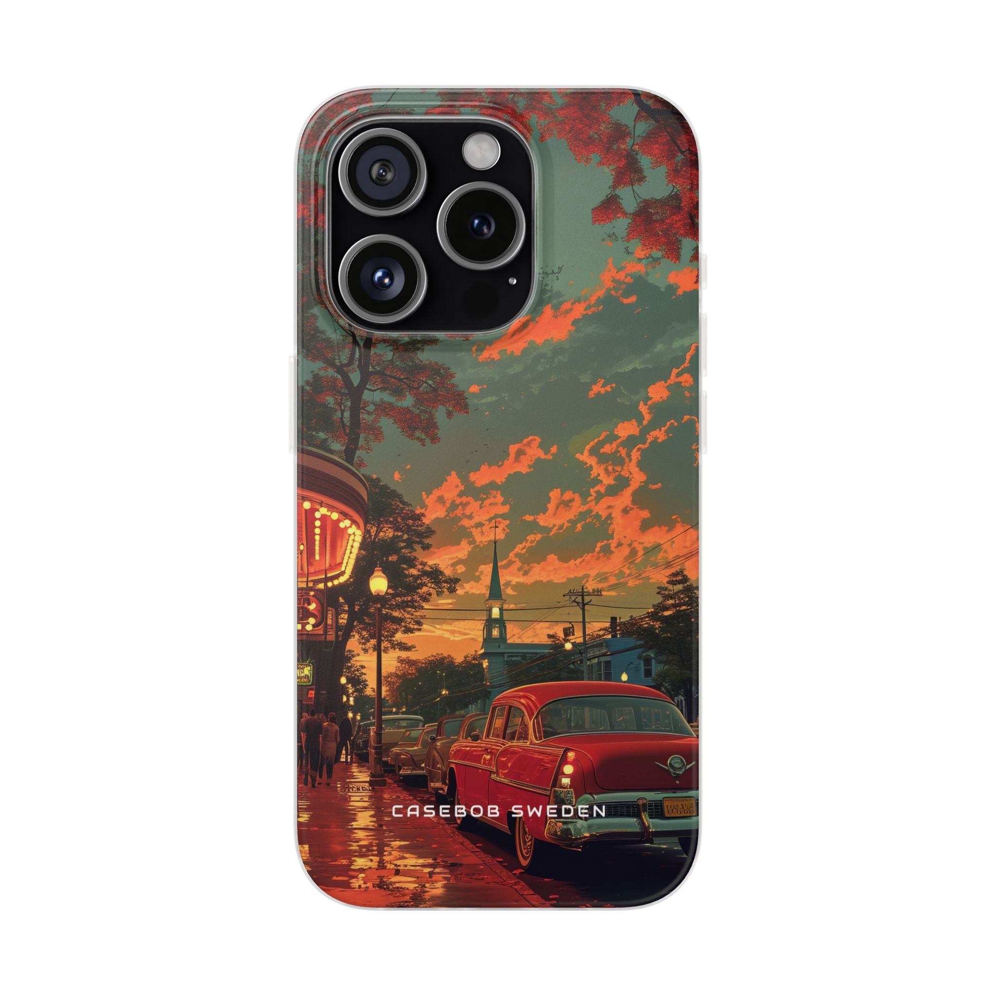 Mid-Century Nostalgia Streetscape iPhone 15 - Flexi Phone Case