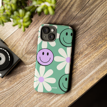Smiley Daisy Glow iPhone 15 Case - Tough