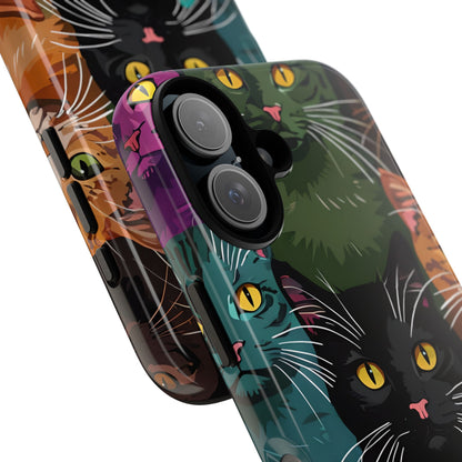 Teal Cat Grid iPhone 16 Case - Tough