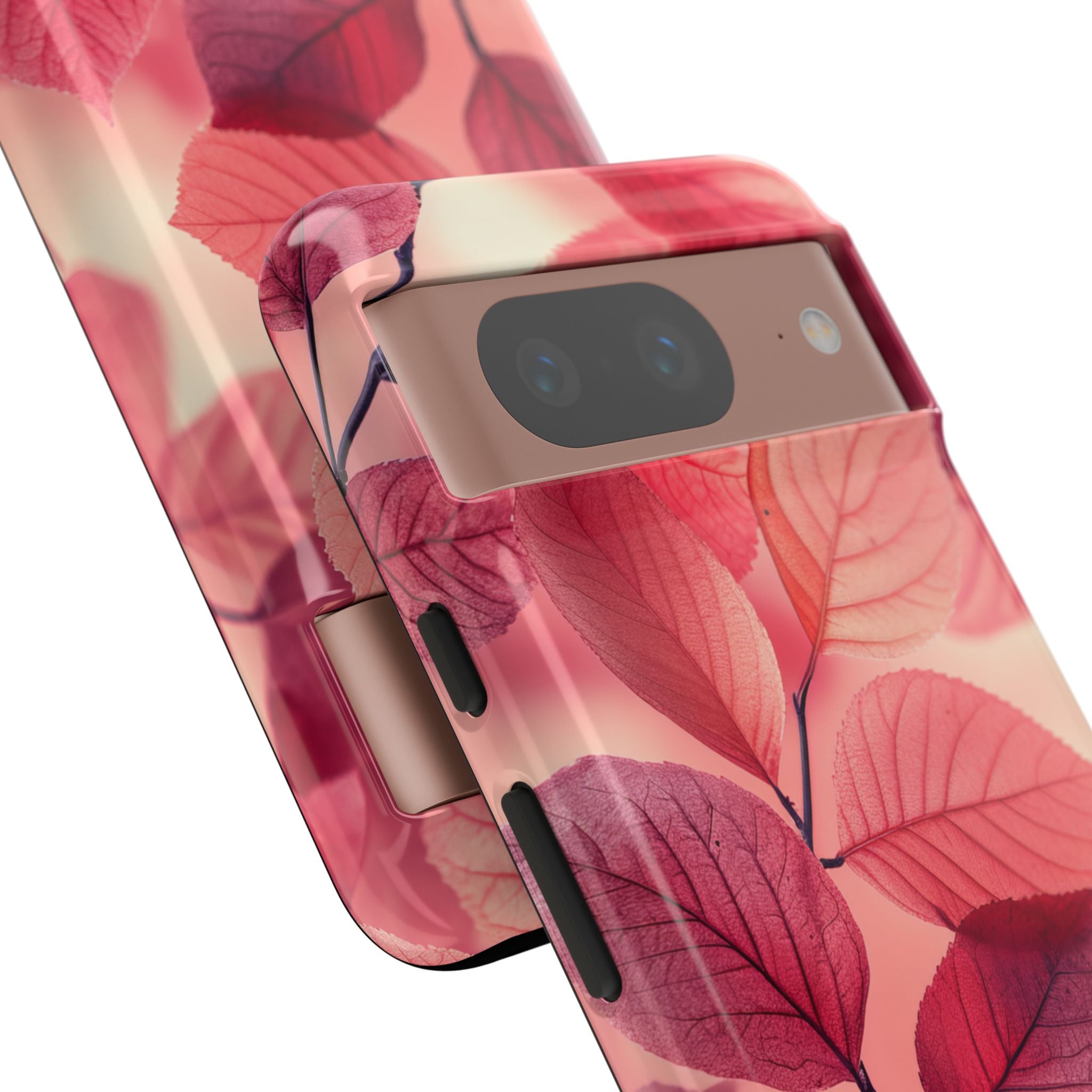 Elegant Pink Leaves Google Pixel 8 - Tough Phone Case