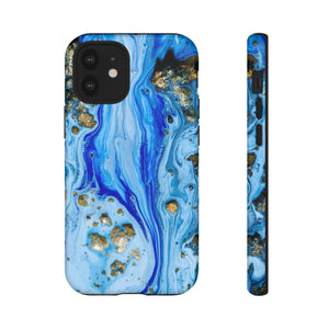 Blue Ice Ink Art iPhone Case (Protective) iPhone 12 Mini Glossy Phone Case