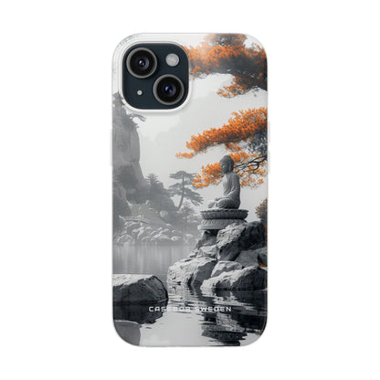 Zen Serenity: Tranquil Landscape with Buddha and Pagoda iPhone 15 - Flexi Phone Case