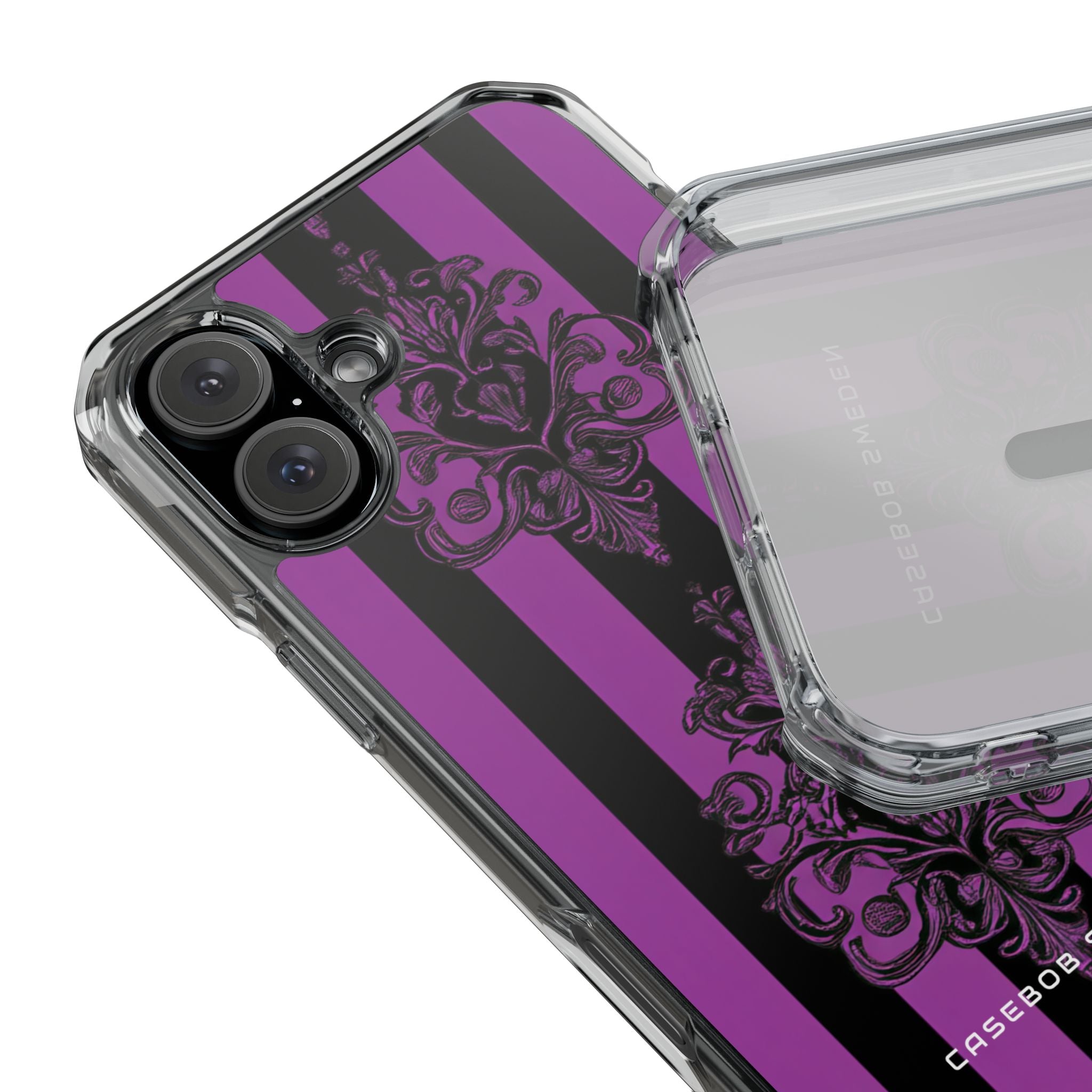 Gothic Elegance with Vertical Stripes and Ornamental Motifs iPhone 16 - Clear Impact Phone Case