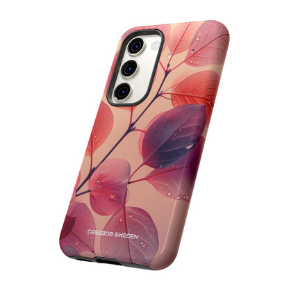 Pink Serenity Leaf Design - Tough Samsung S23 Phone Case