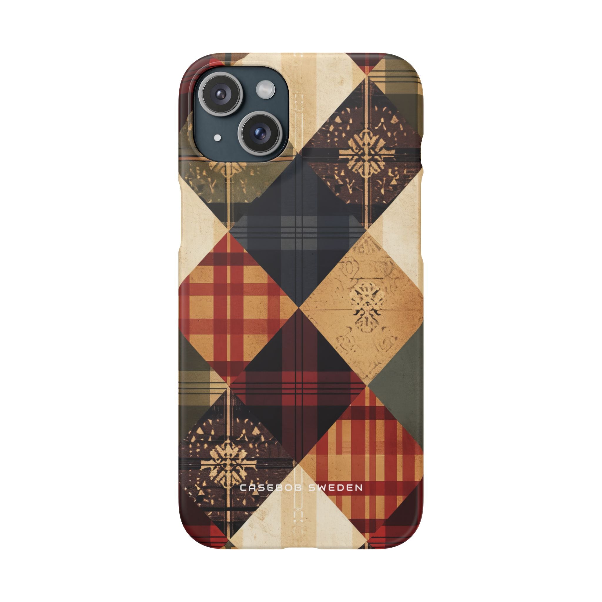 Rustic Geometric Patchwork Harmony iPhone 15 - Slim Phone Case