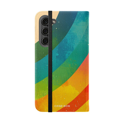 Kaareva sateenkaarituuli - Samsung S23+ -lompakkokotelo
