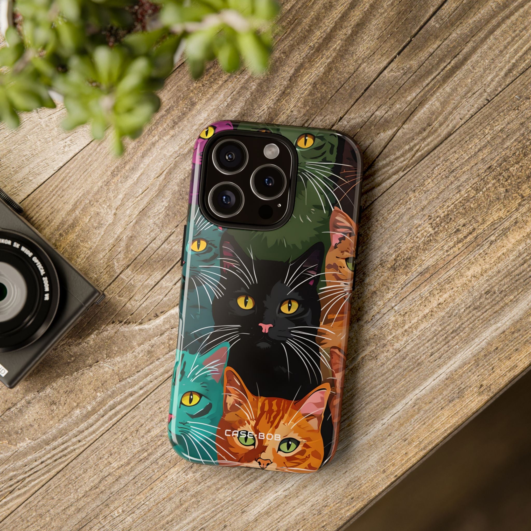Cat Grid Teal iPhone 16 Pro Case - Tough