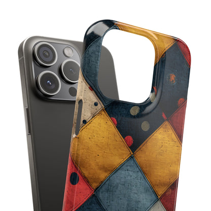 Blue Red Patchwork - Slim iPhone 15 Phone Case