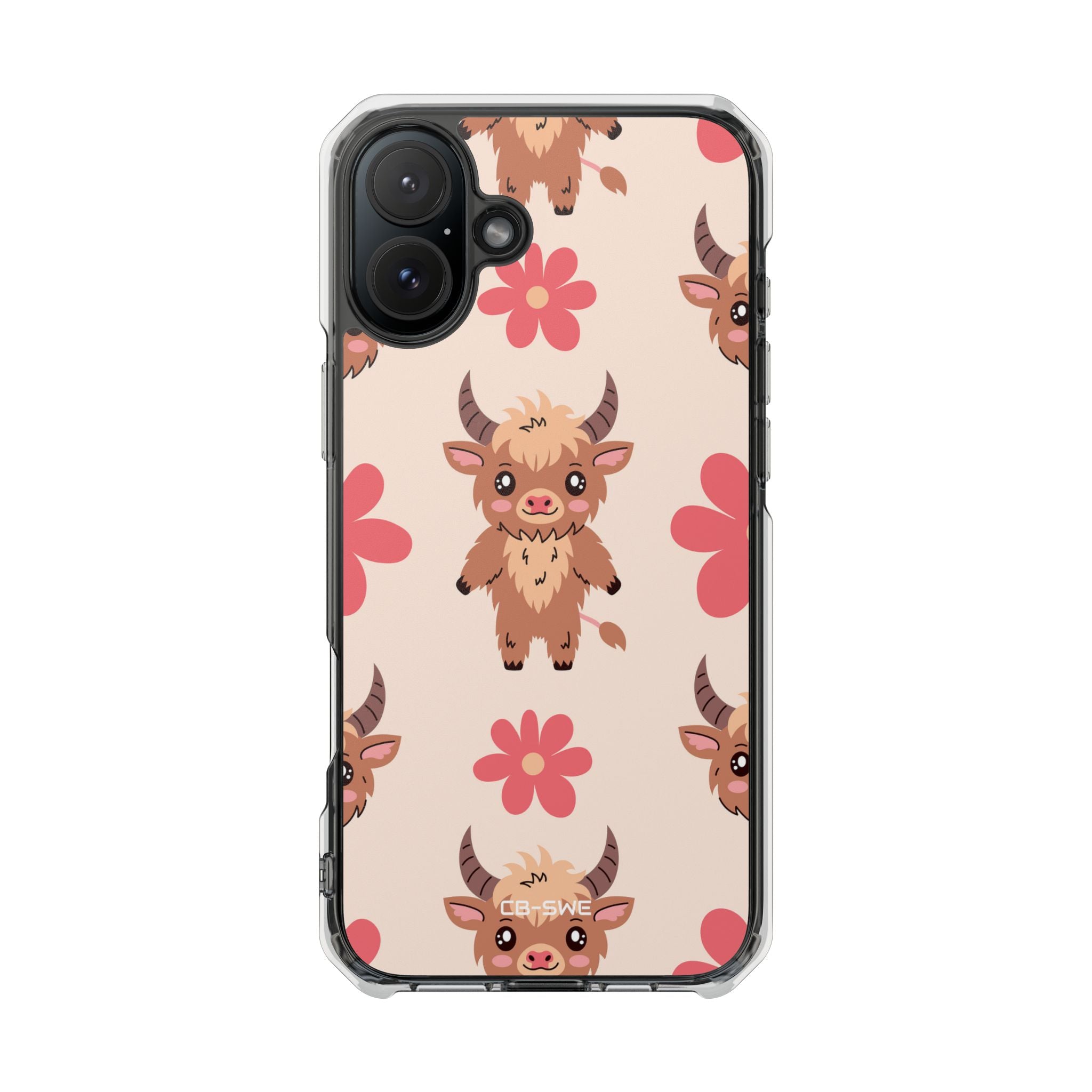 Cute Cattle & Flowers iPhone Case - Impact