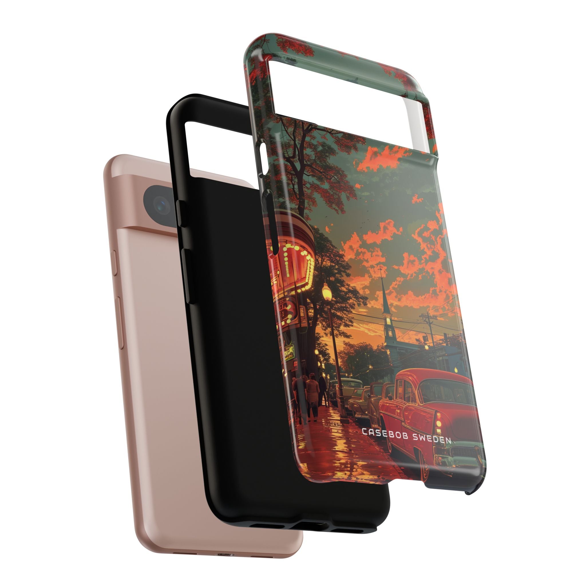 Mid-Century Nostalgia Streetscape Google Pixel 8 - Tough Phone Case