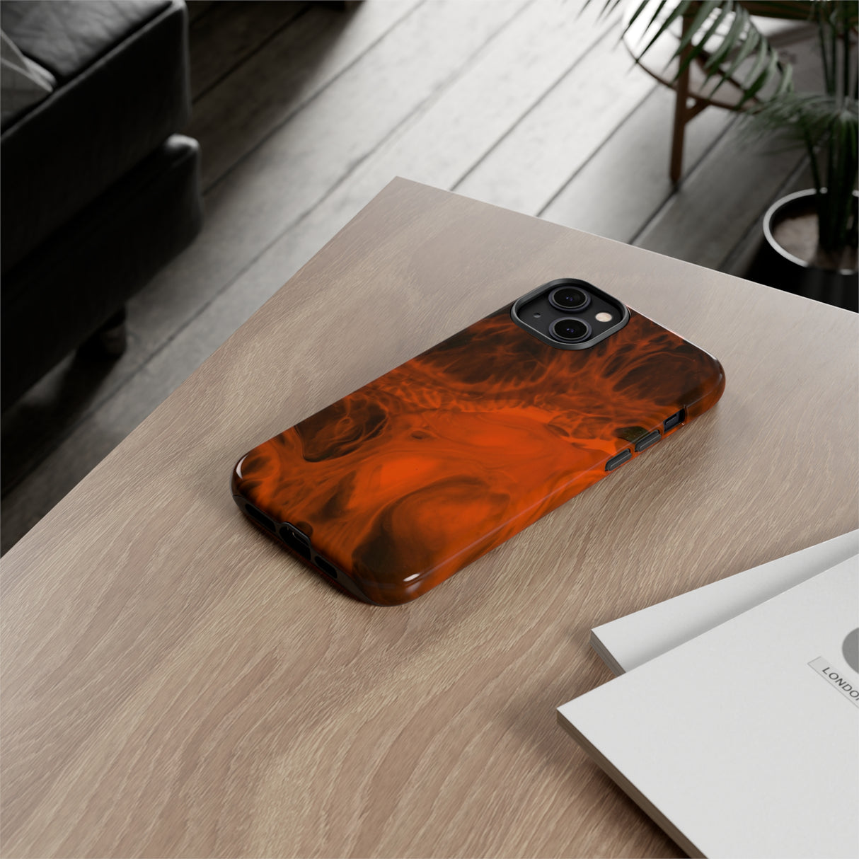 Red Flame Ink Art iPhone Case (Protective) Phone Case