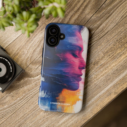 Blue Magenta Portrait - Tough iPhone 16 Phone Case