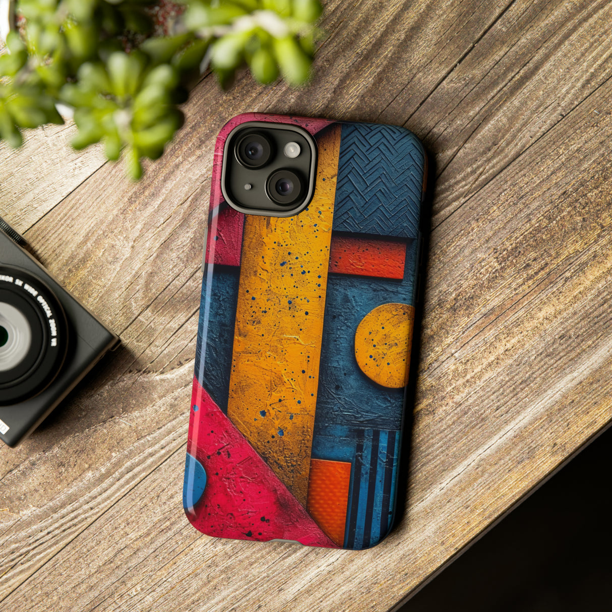 Neon Geometric Fusion - Protective Phone Case