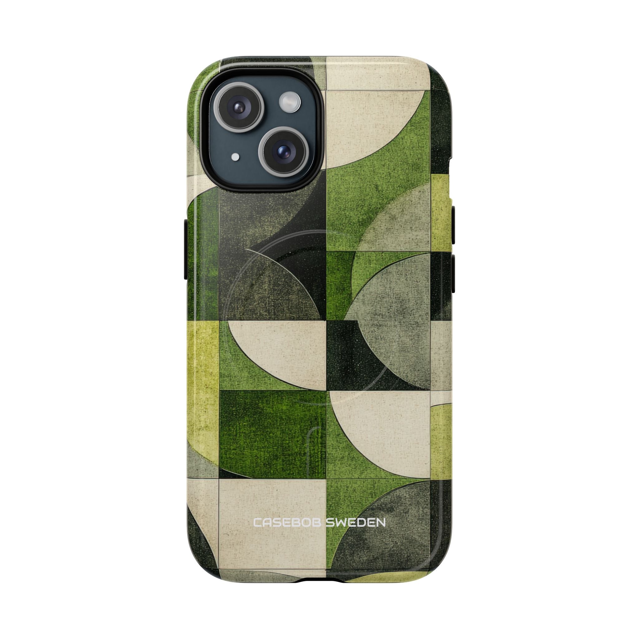 Green Geometric Harmony - Tough+ iPhone 15 Phone Case