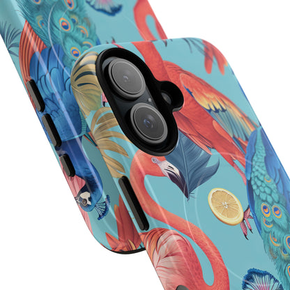 Tropical Flamingo Bliss - Tough + MagSafe® iPhone 16 Phone Case