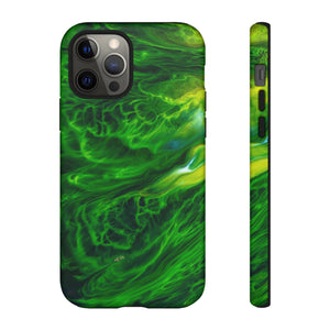 Neon Green Wave Ink Art iPhone Case (Protective) iPhone 12 Pro Matte Phone Case