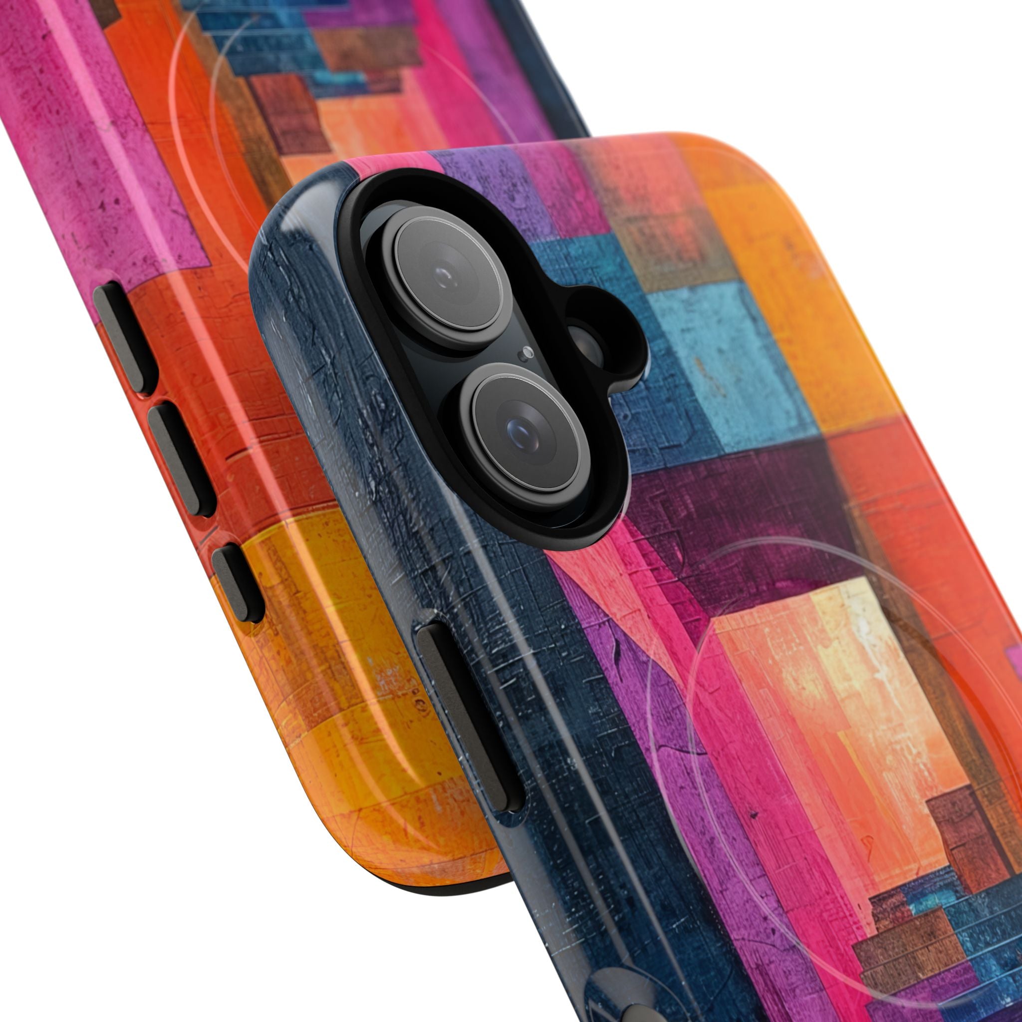 Pink Orange Geometry - Tough + MagSafe® iPhone 16 Phone Case