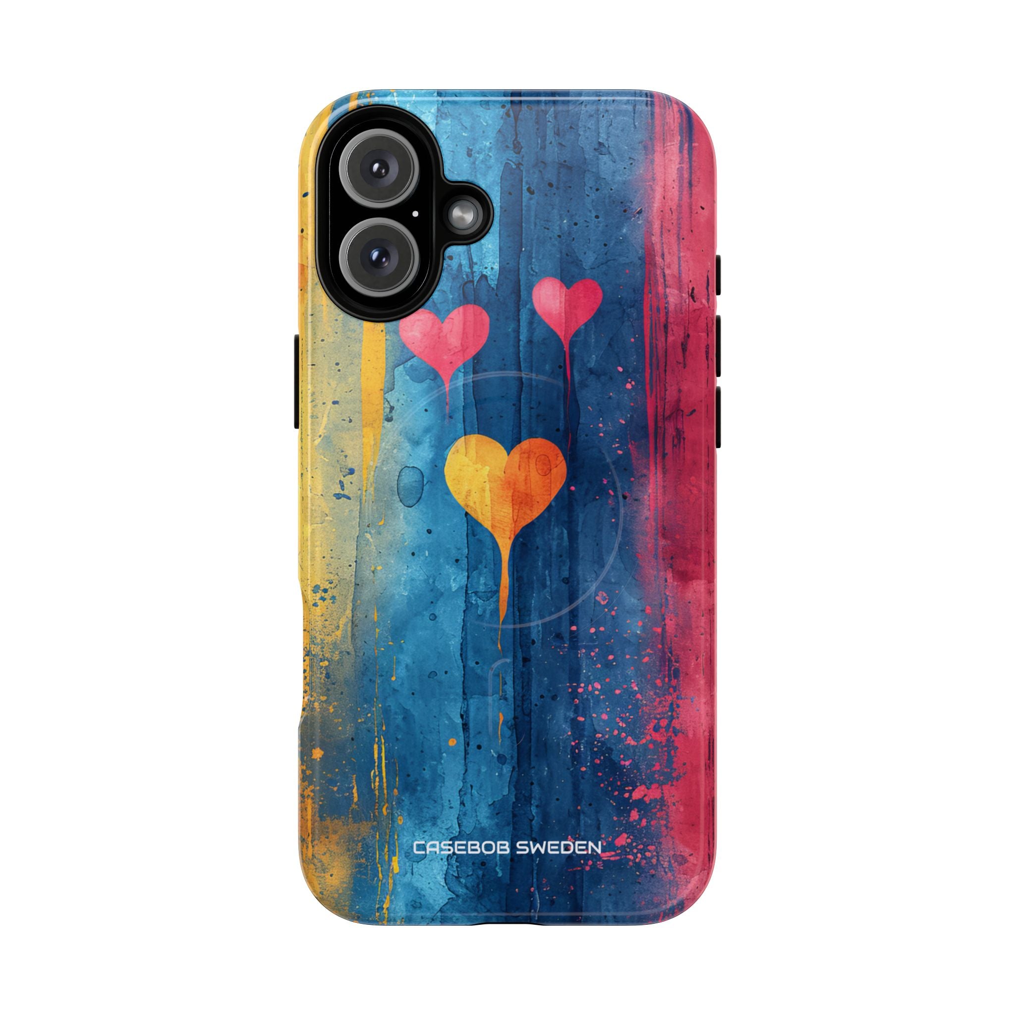 Hearts Watercolor Art - Tough + MagSafe® iPhone 16 Phone Case