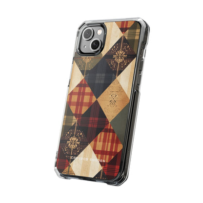 Rustic Geometric Patchwork Harmony iPhone 14 - Clear Impact Phone Case