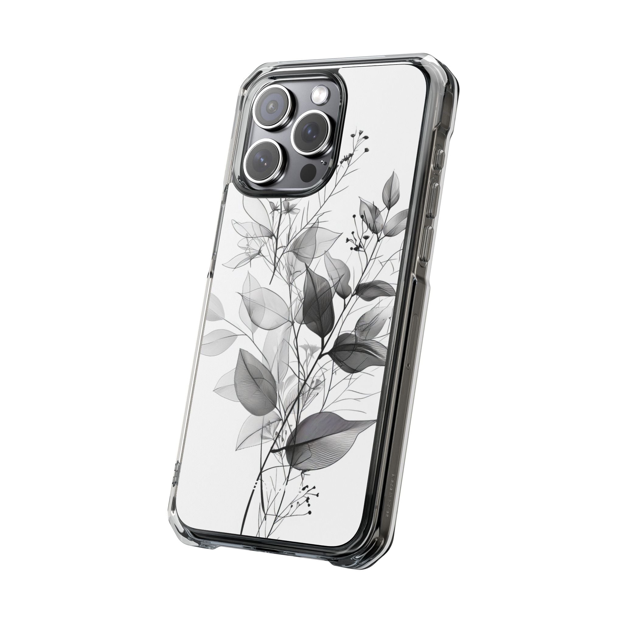 Veined Leaves Gray iPhone 15 Pro Max Case - Impact