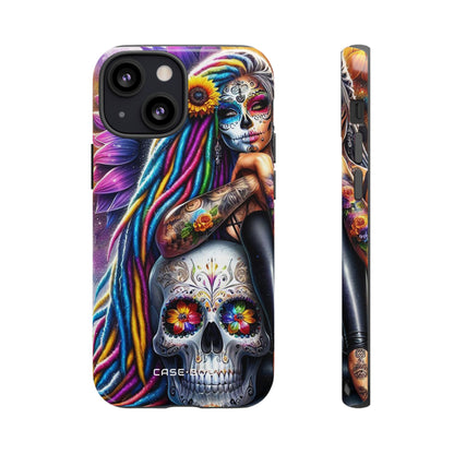 Sunflower Skull Glow iPhone 13 Mini Case - Tough