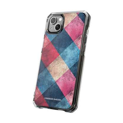 Bold Geometric Squares - Clear Impact iPhone 14 Phone Case