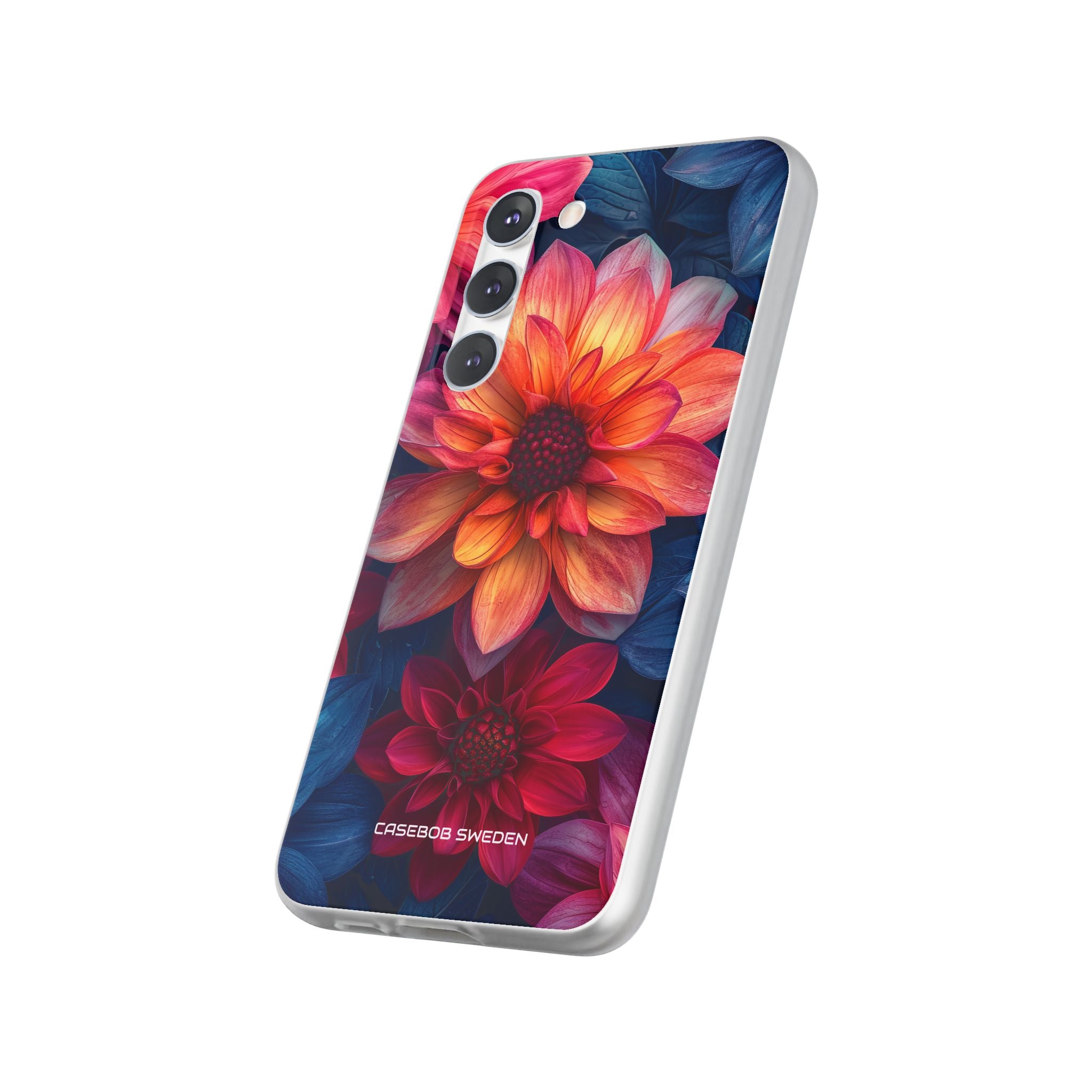 Floral Harmony Orange Blue - Flexi Samsung S23 Phone Case