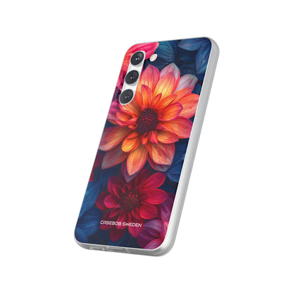 Floral Harmony Orange Blue - Flexi Samsung S23 Phone Case