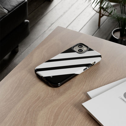 Diagonal Bands Noir iPhone 14 Case - Tough