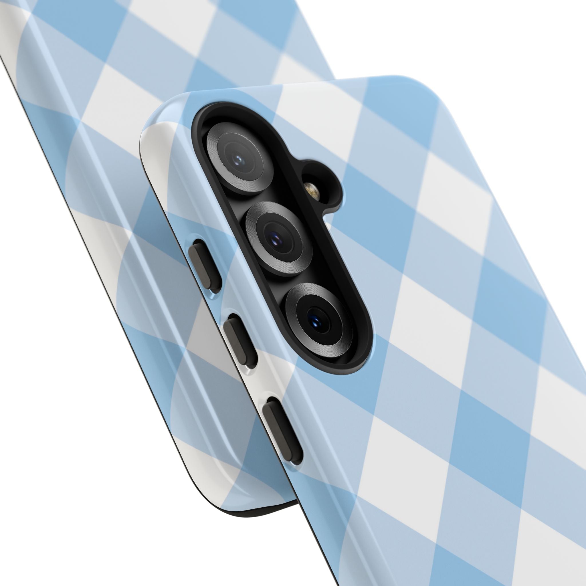 Soft Blue Gingham Elegance - Samsung Case