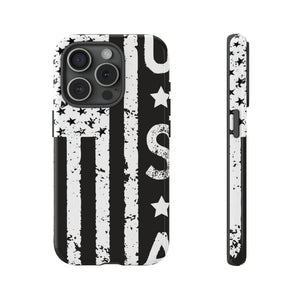 Black n White U.S Flag - Protective Phone Case