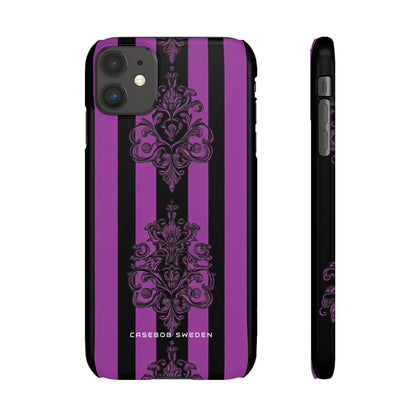 Gothic Elegance with Vertical Stripes and Ornamental Motifs iPhone 11 - Slim Phone Case