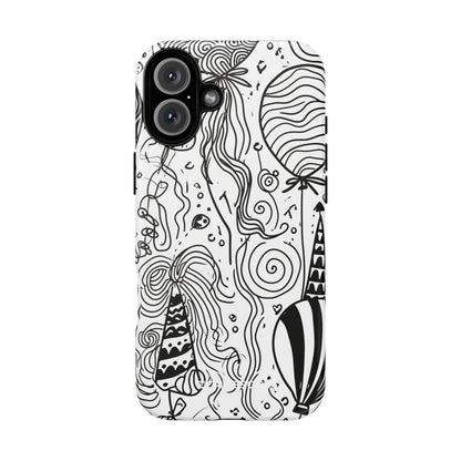 Whimsical Celebration in Black and White - for iPhone 16