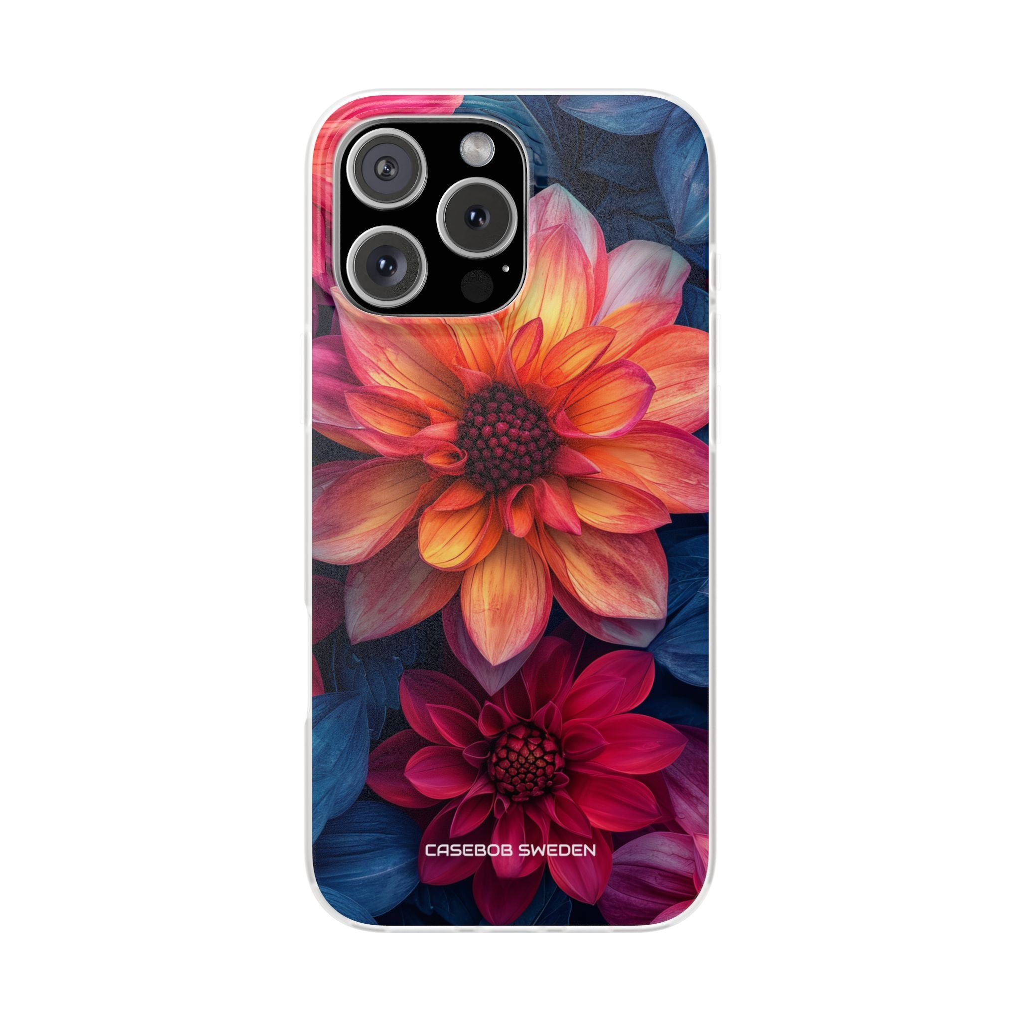 Floral Harmony Orange Blue - Flexi iPhone 16 Phone Case