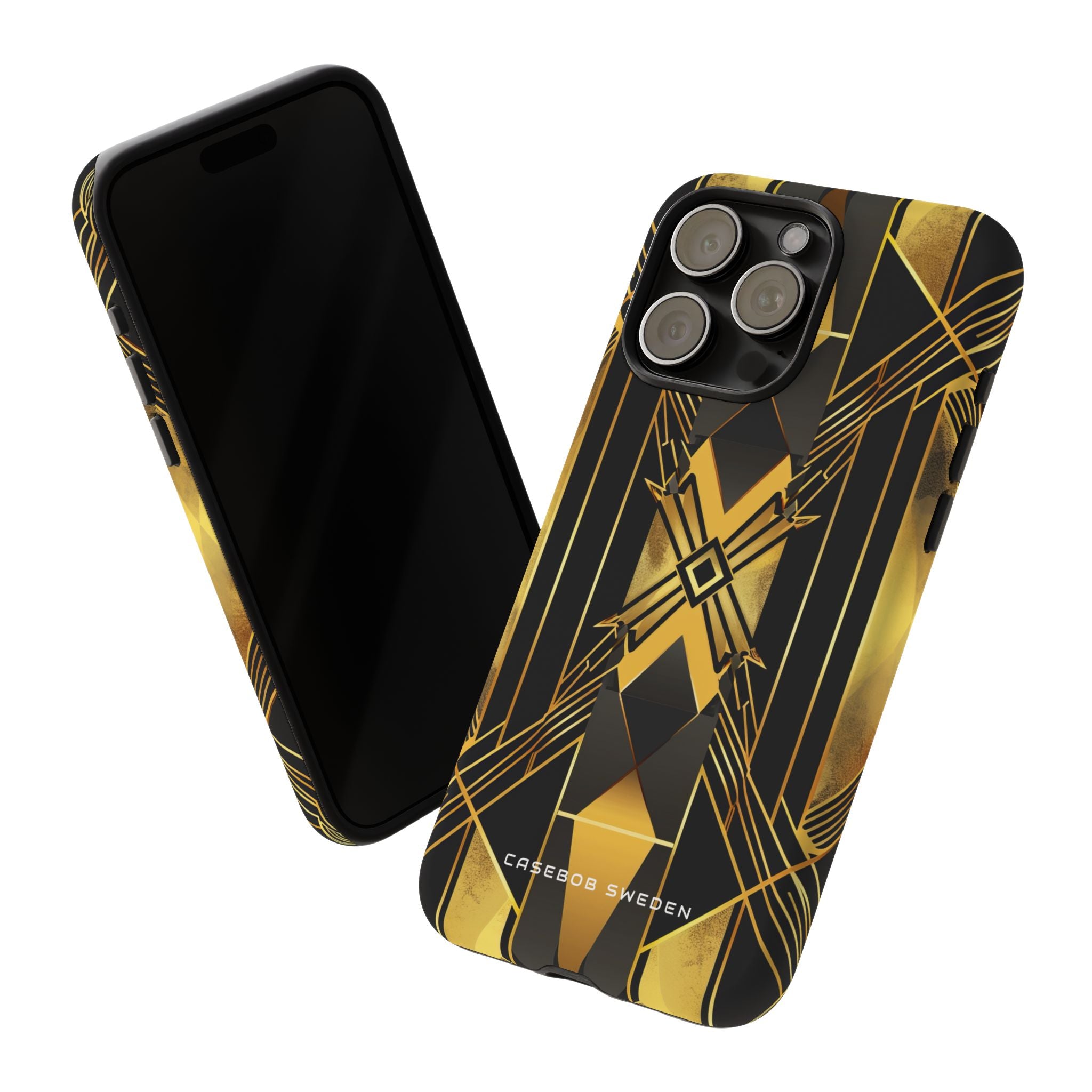 Golden Geometric Elegance iPhone 15 - Tough Phone Case