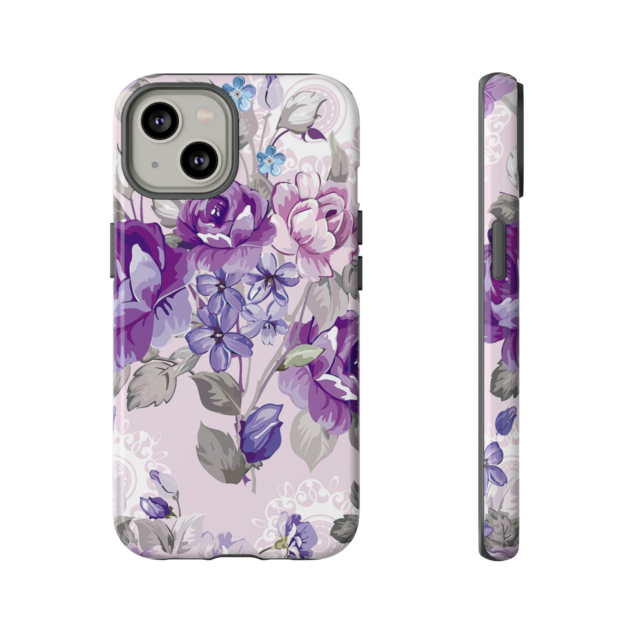 Beautiful vintage purple flower iPhone case - Protective Phone Case