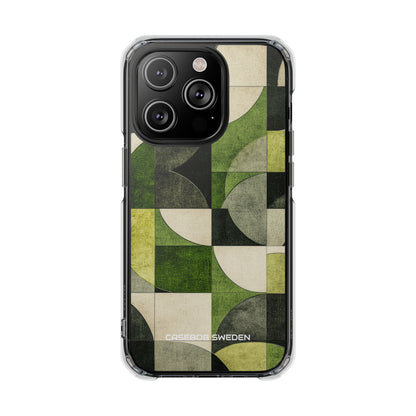 Green Geometric Harmony - Clear Impact iPhone 14 Phone Case